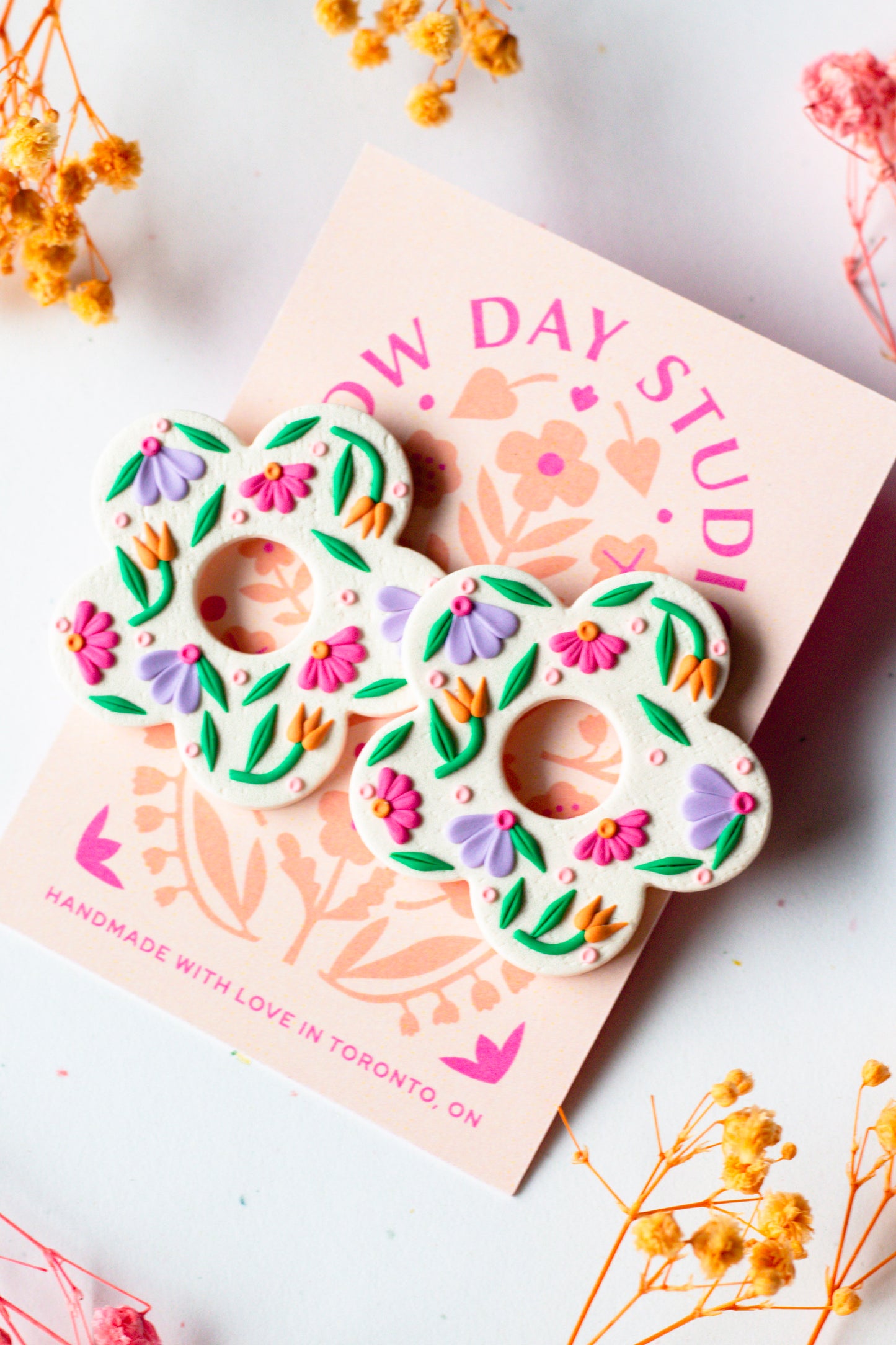 Oversized Flower Linen Studs