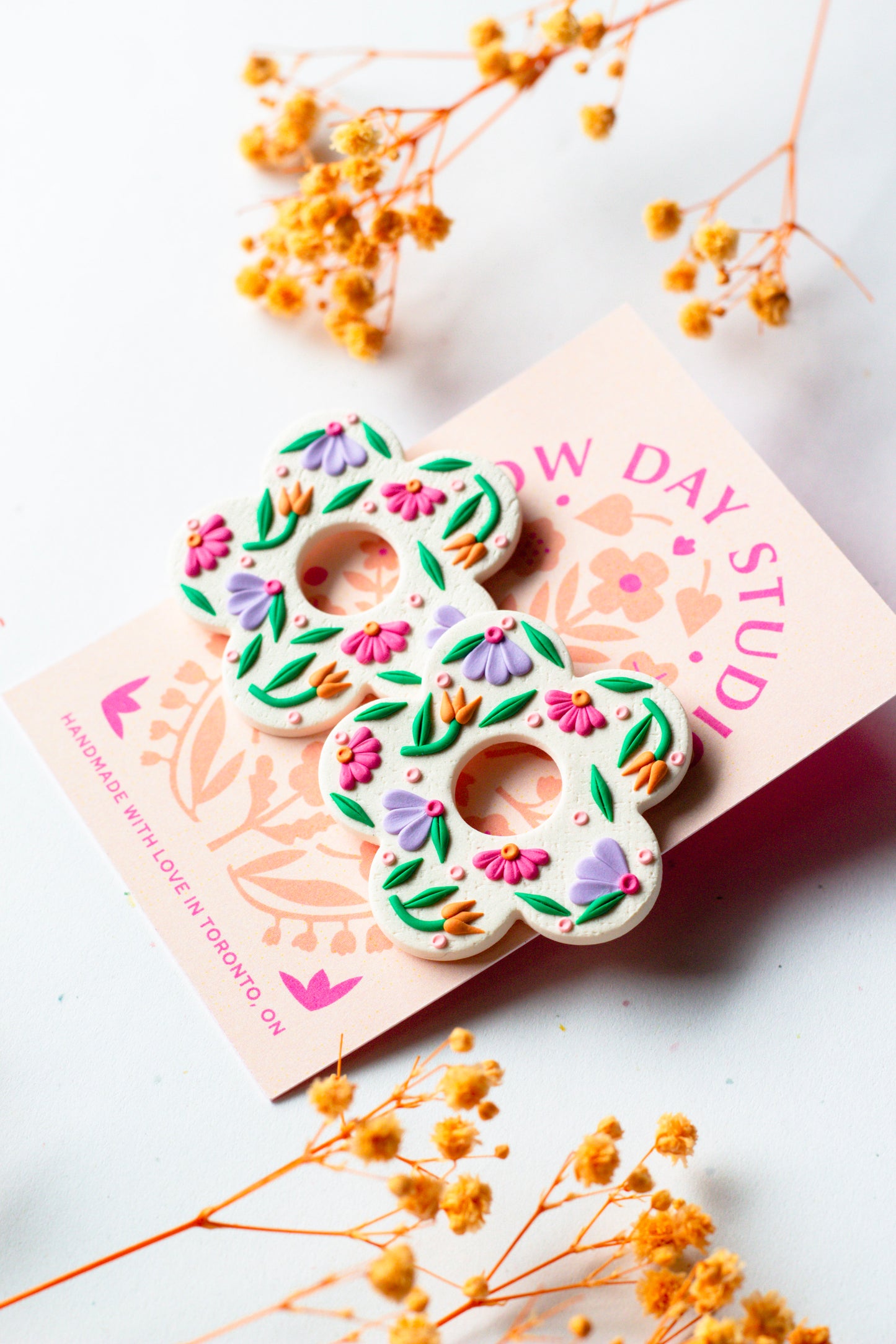 Oversized Flower Linen Studs