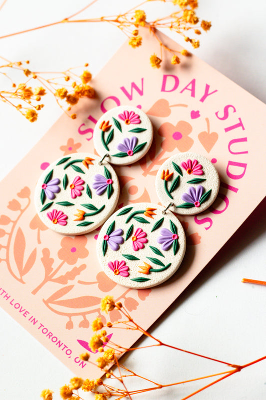 Flora Polymer Clay Dangle Earrings - Multiple Colours