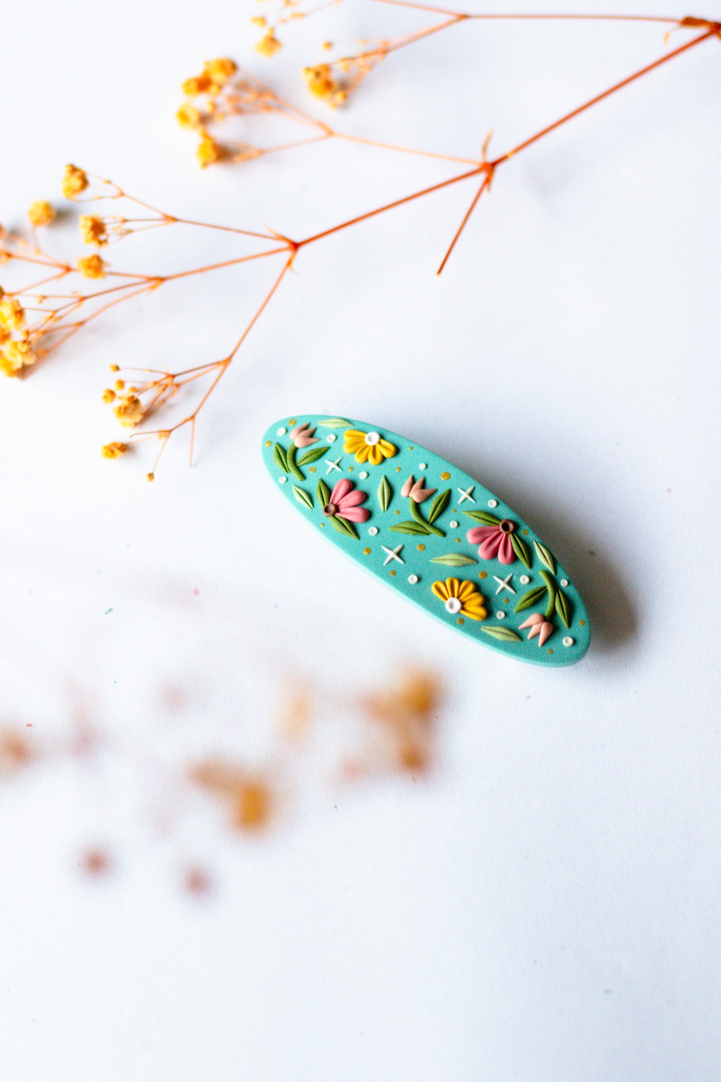 Floral Magic Hair Barrette // Seafoam