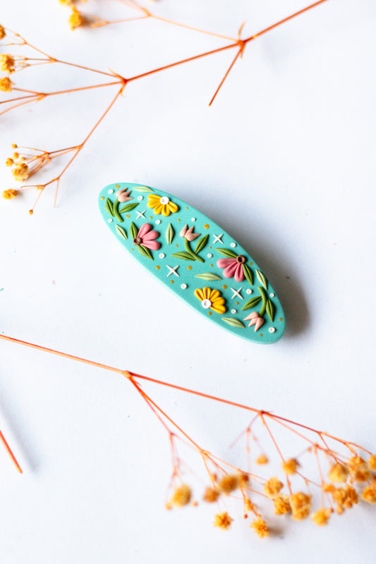 Floral Magic Hair Barrette // Seafoam