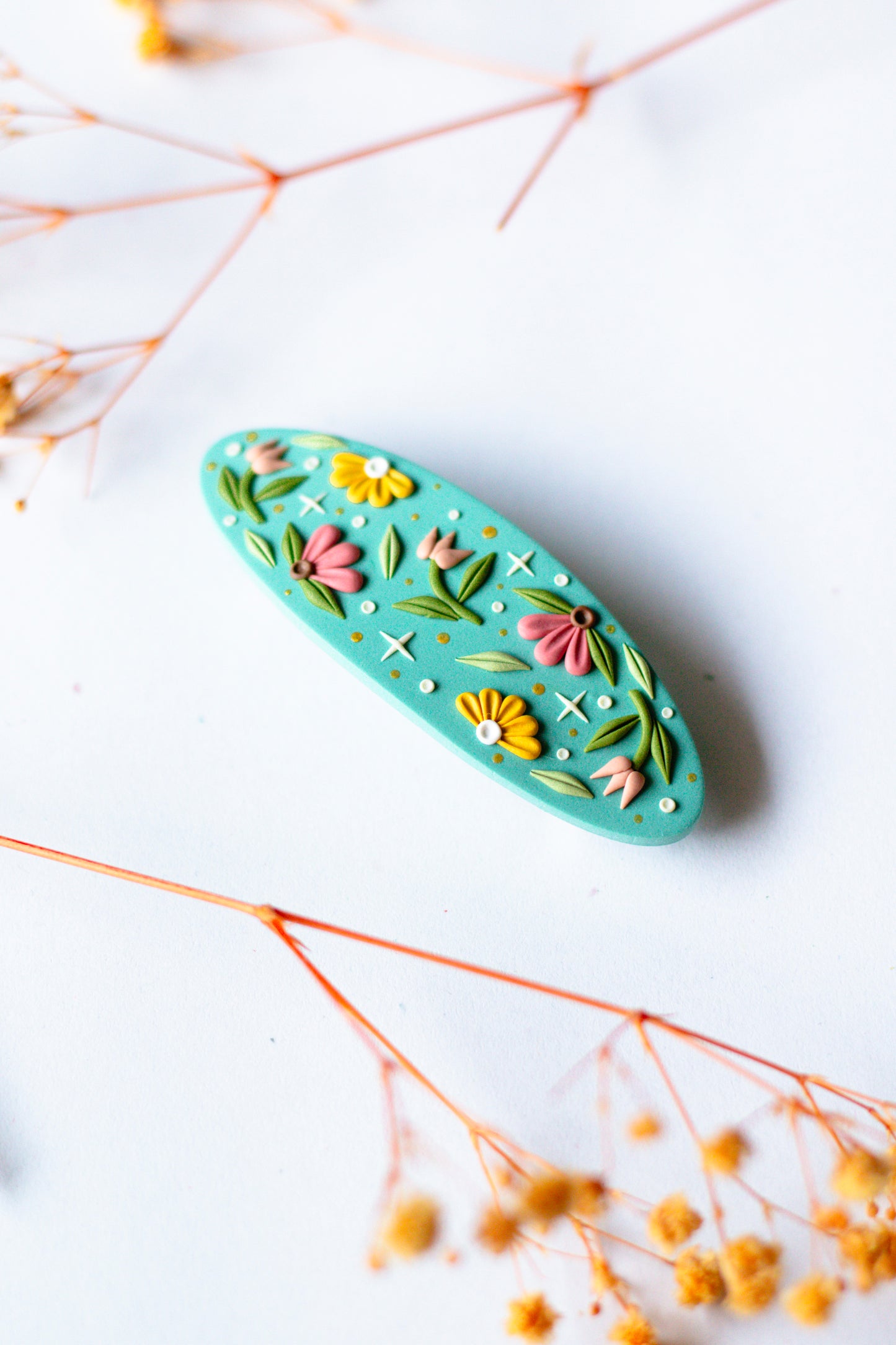 Floral Magic Hair Barrette // Seafoam