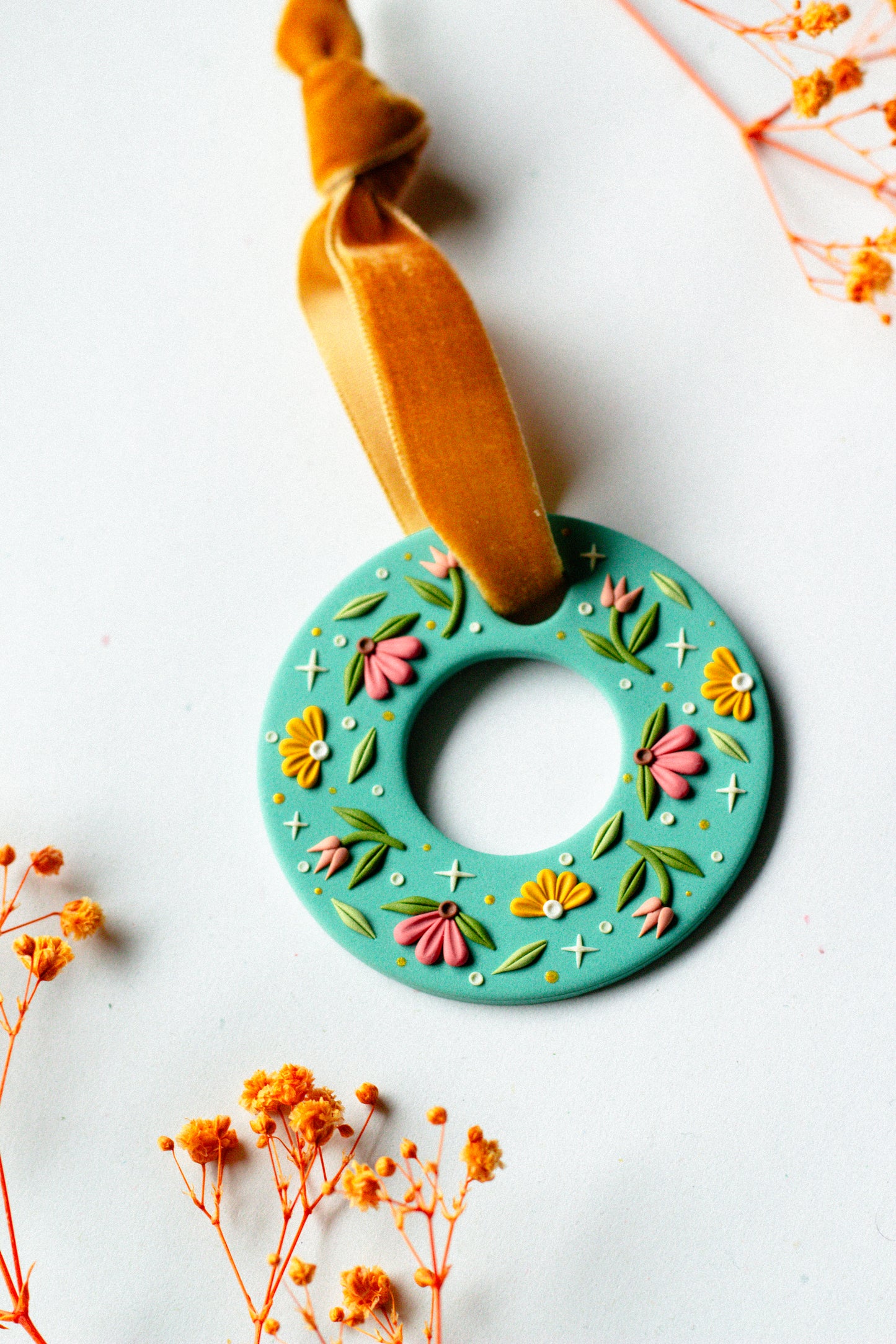 Floral Magic Polymer Clay Tree Ornament (3 Colour Options)