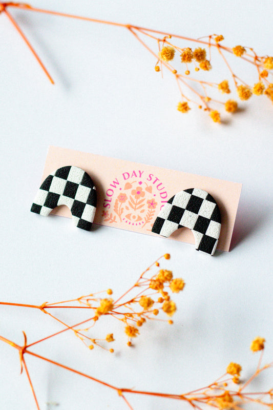 Checkerboard Funky Stud // Black & White