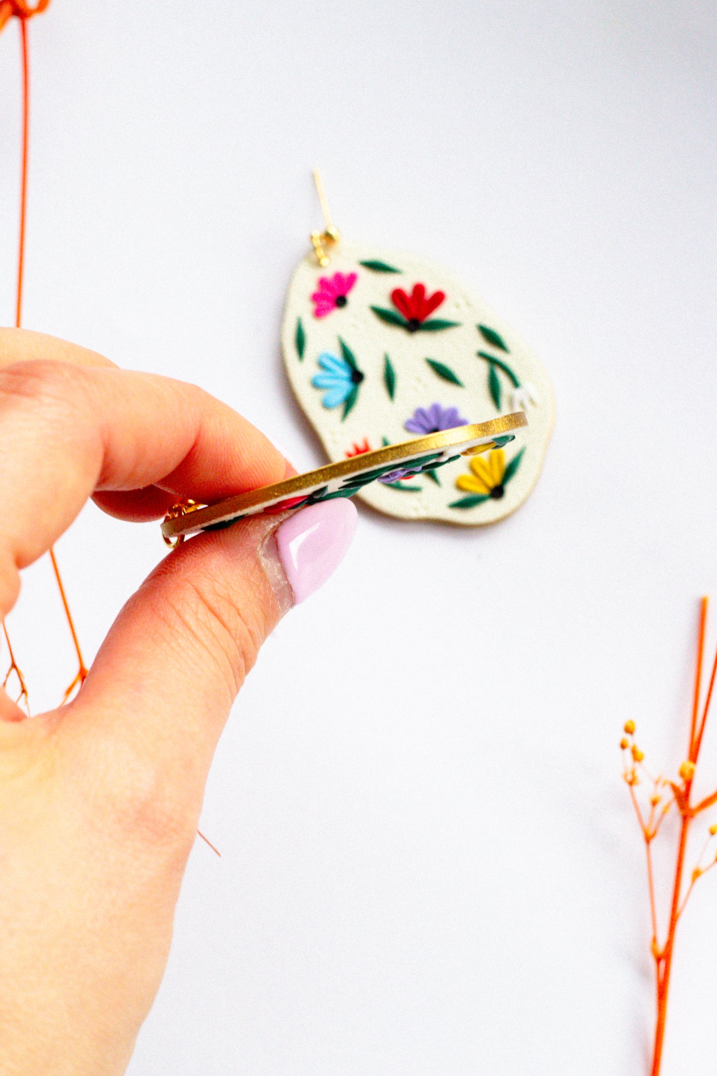 Organic Spring Floral Oval Dangles