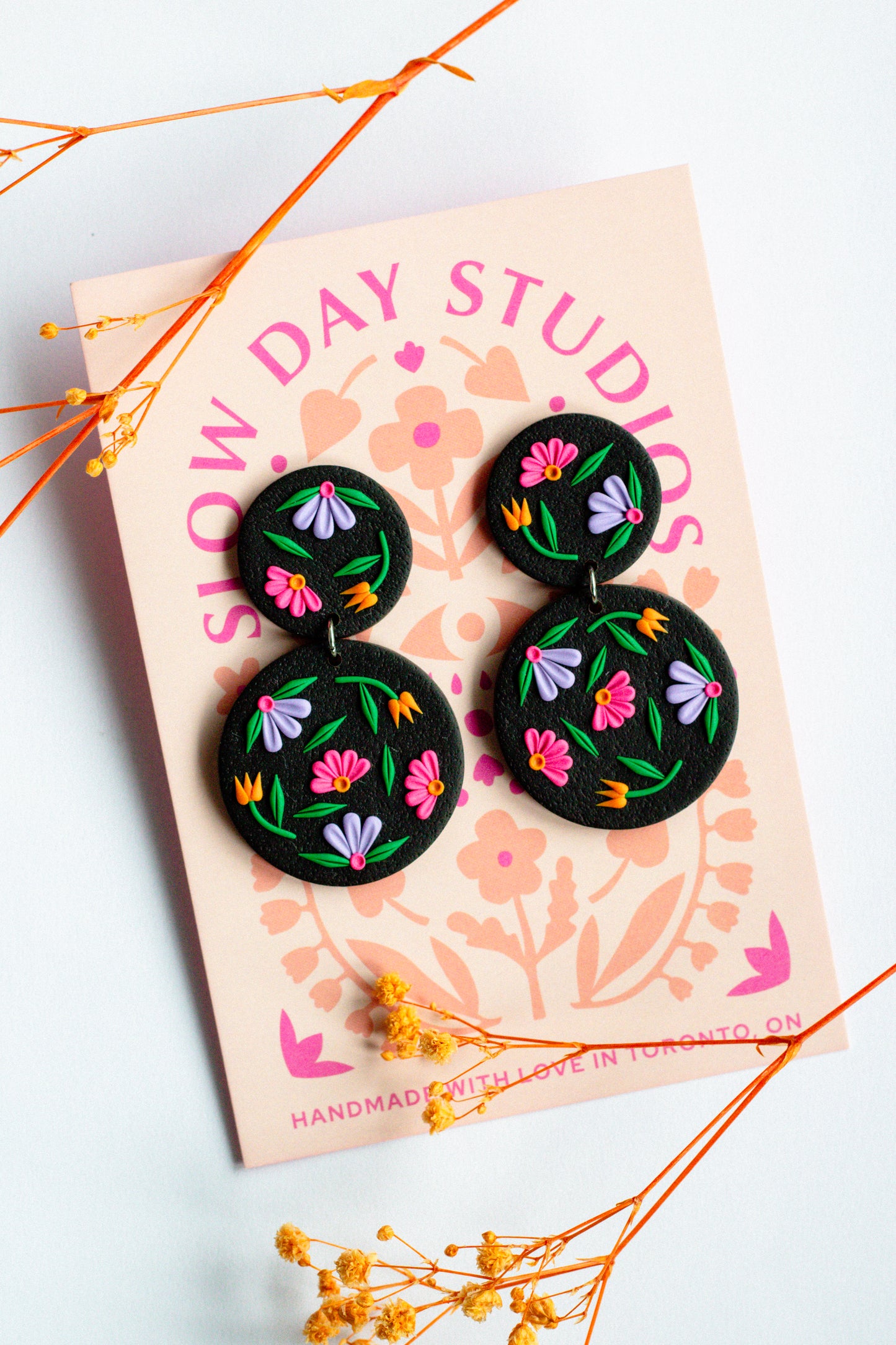 Flora Polymer Clay Dangle Earrings - Multiple Colours
