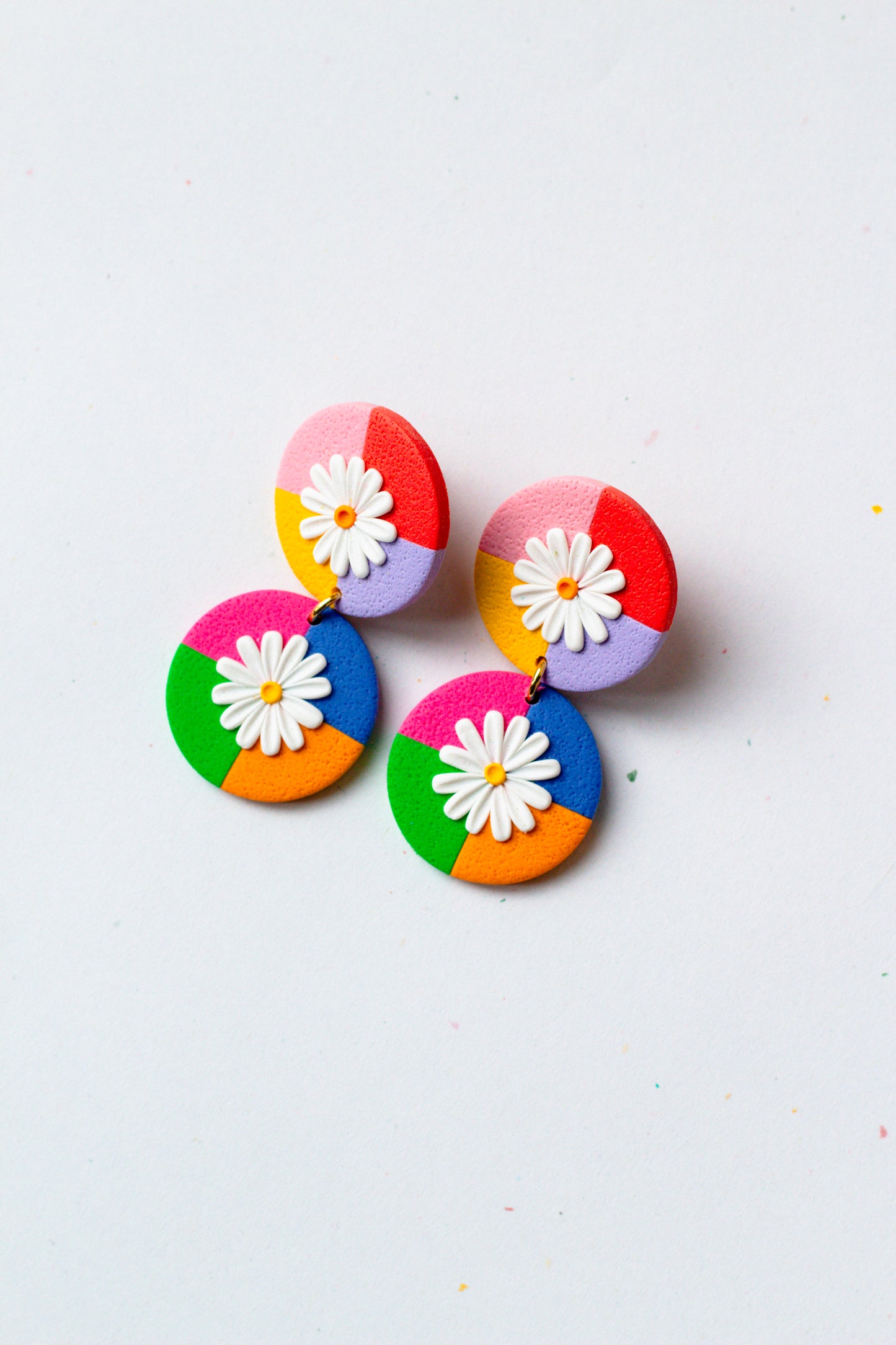 Multicoloured Daisy Circle Dangles