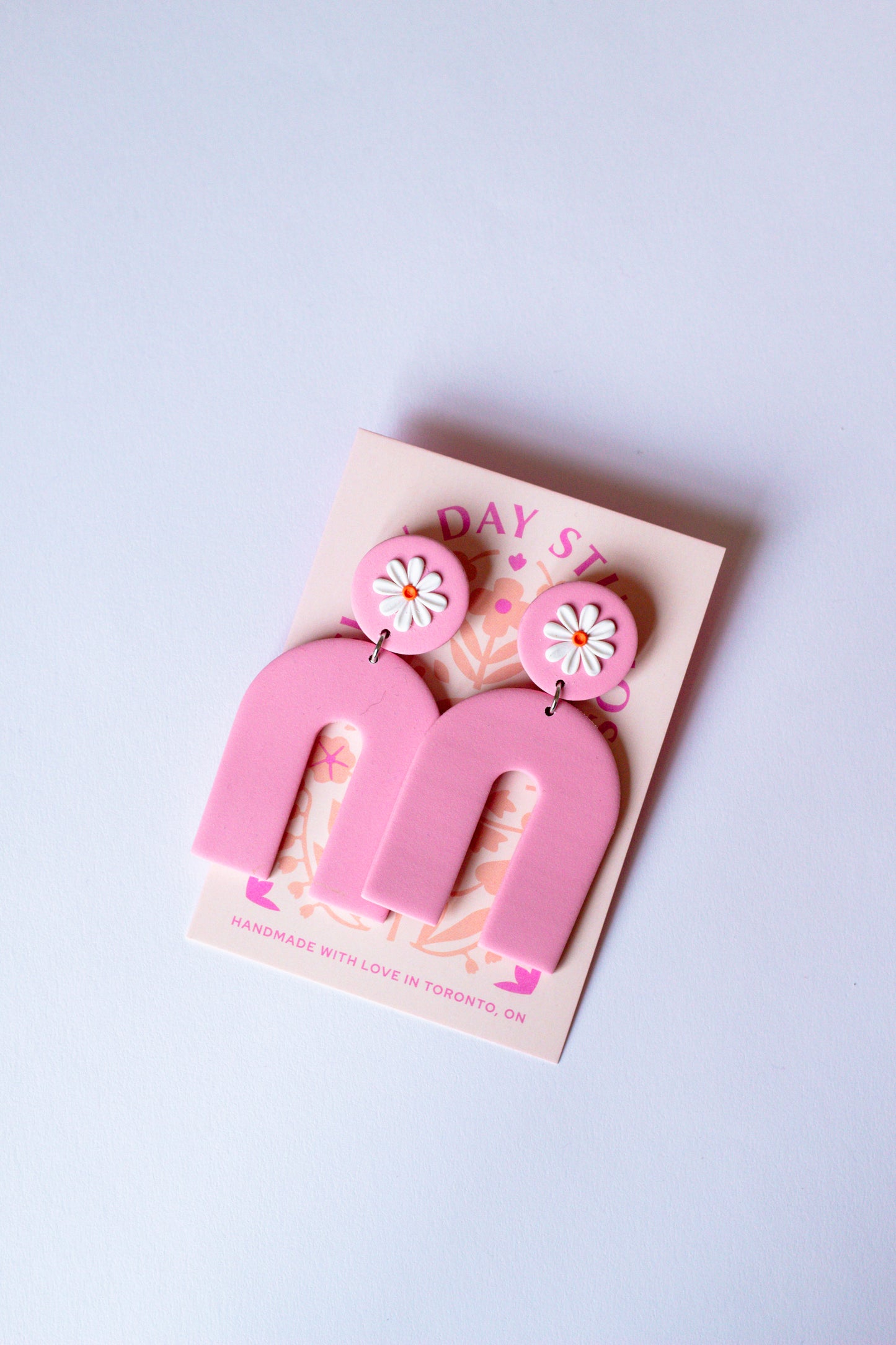 Daisy Statement Arch Earring // Light Pastel Pink