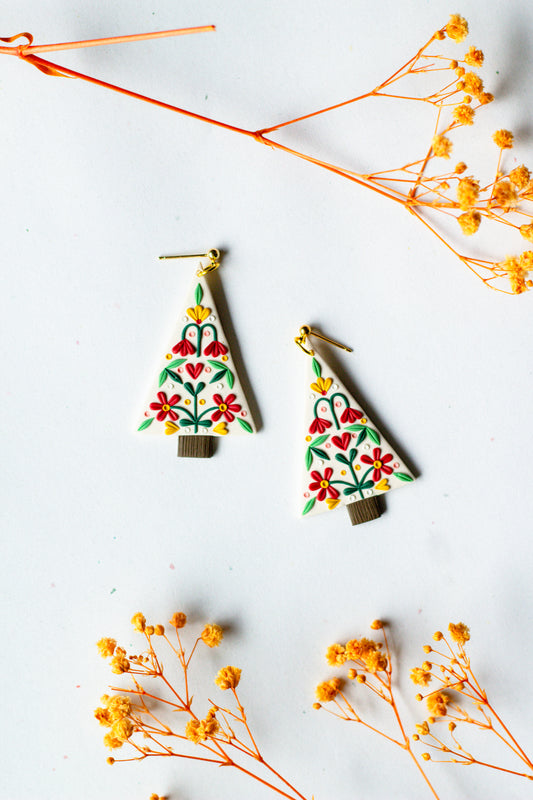 Pre-Order - Folk Art Tree Earrings