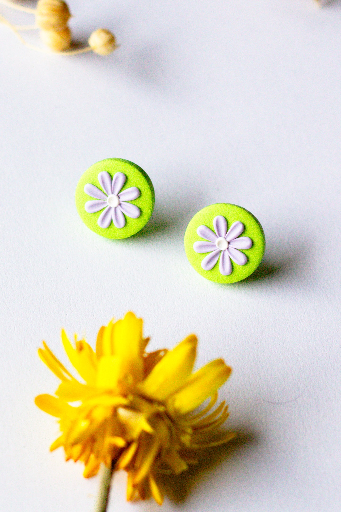 Mini Daisy Stud - Pastel Green + Purple