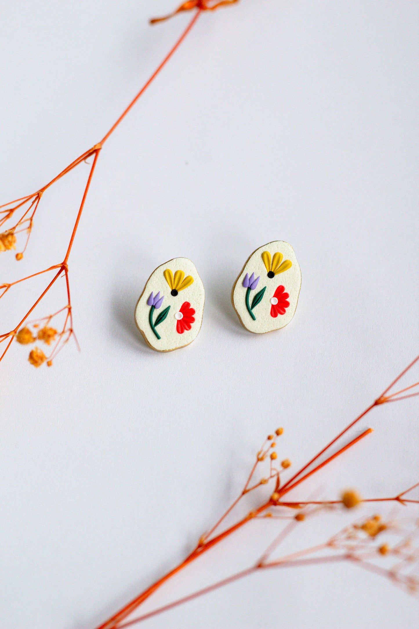 Floral Oval Studs