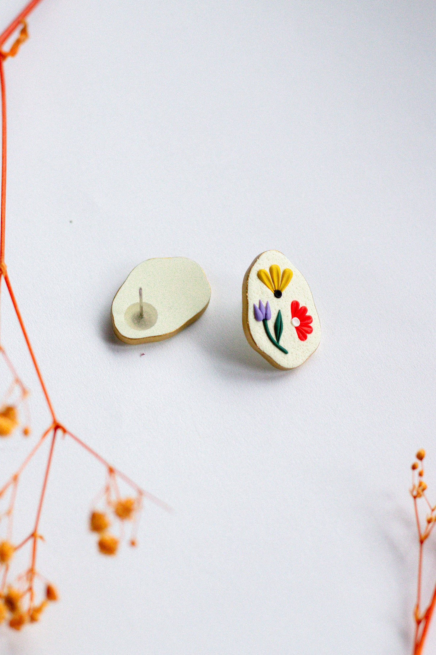 Floral Oval Studs