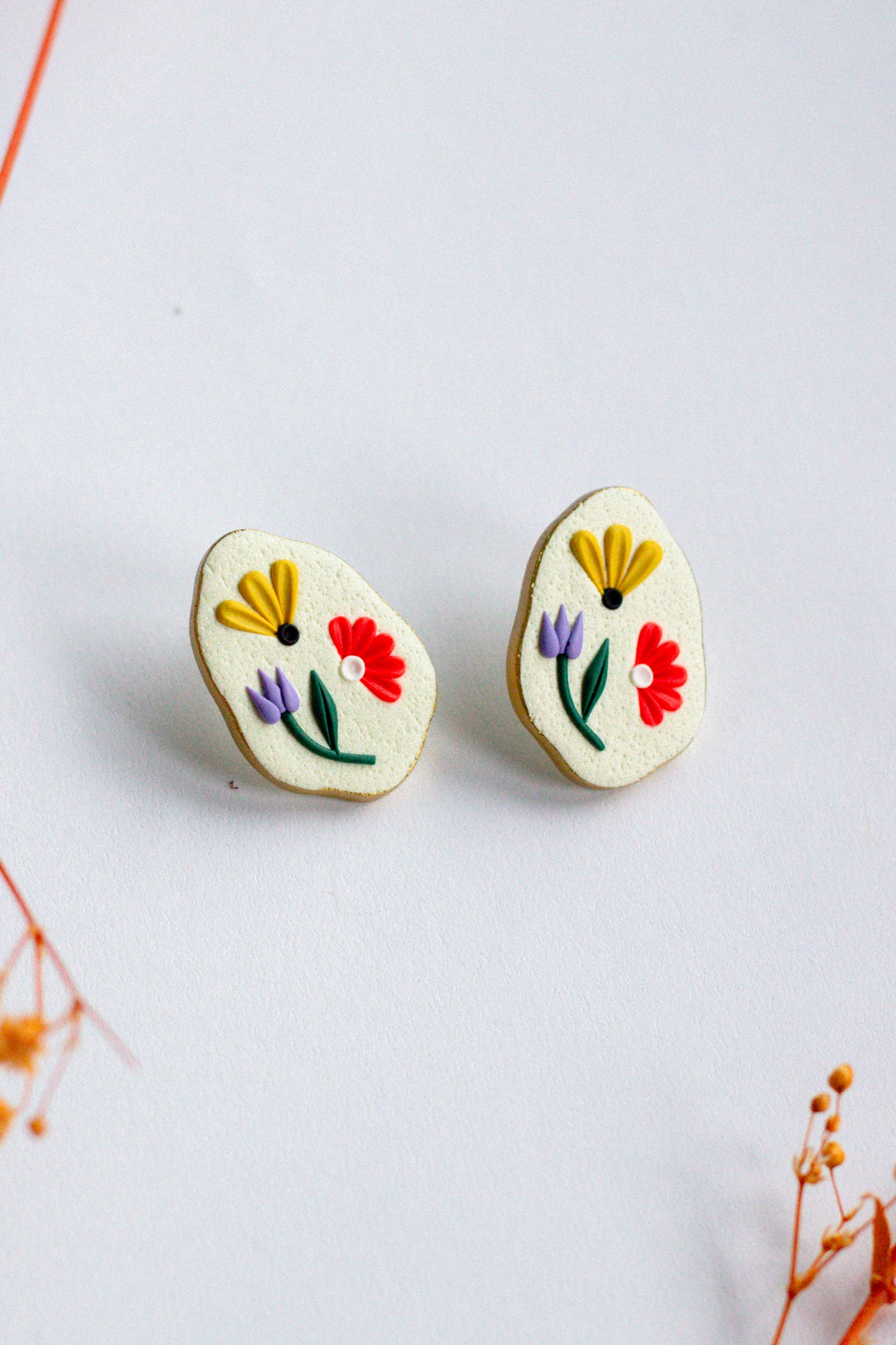 Floral Oval Studs