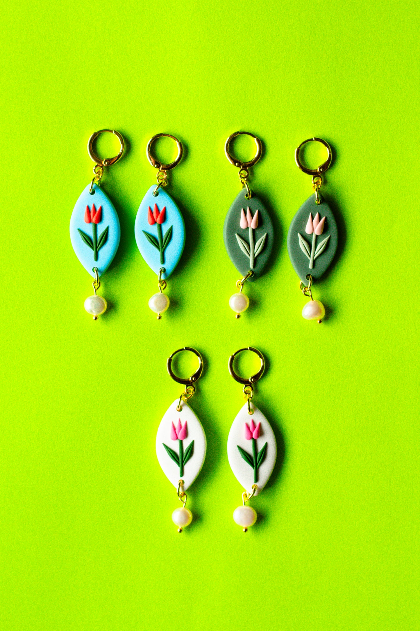 Tulip Dangle + Freshwater Pearl - Multiple Colours