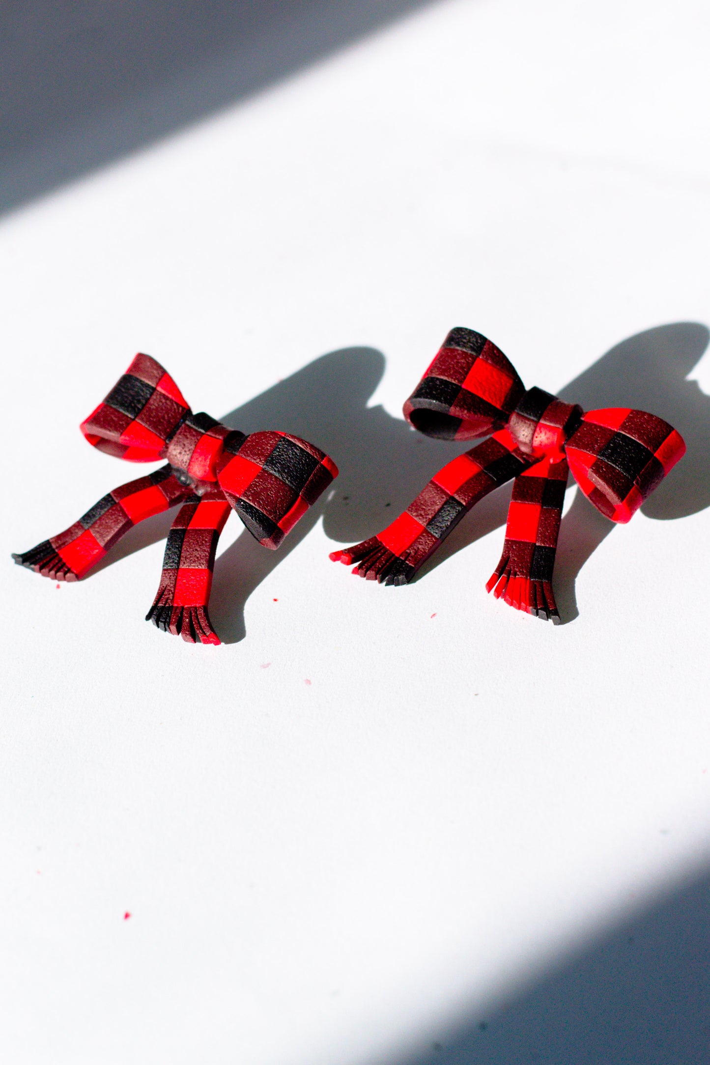 Pre-Order - Buffalo Plaid Oversized Bow Stud Earrings