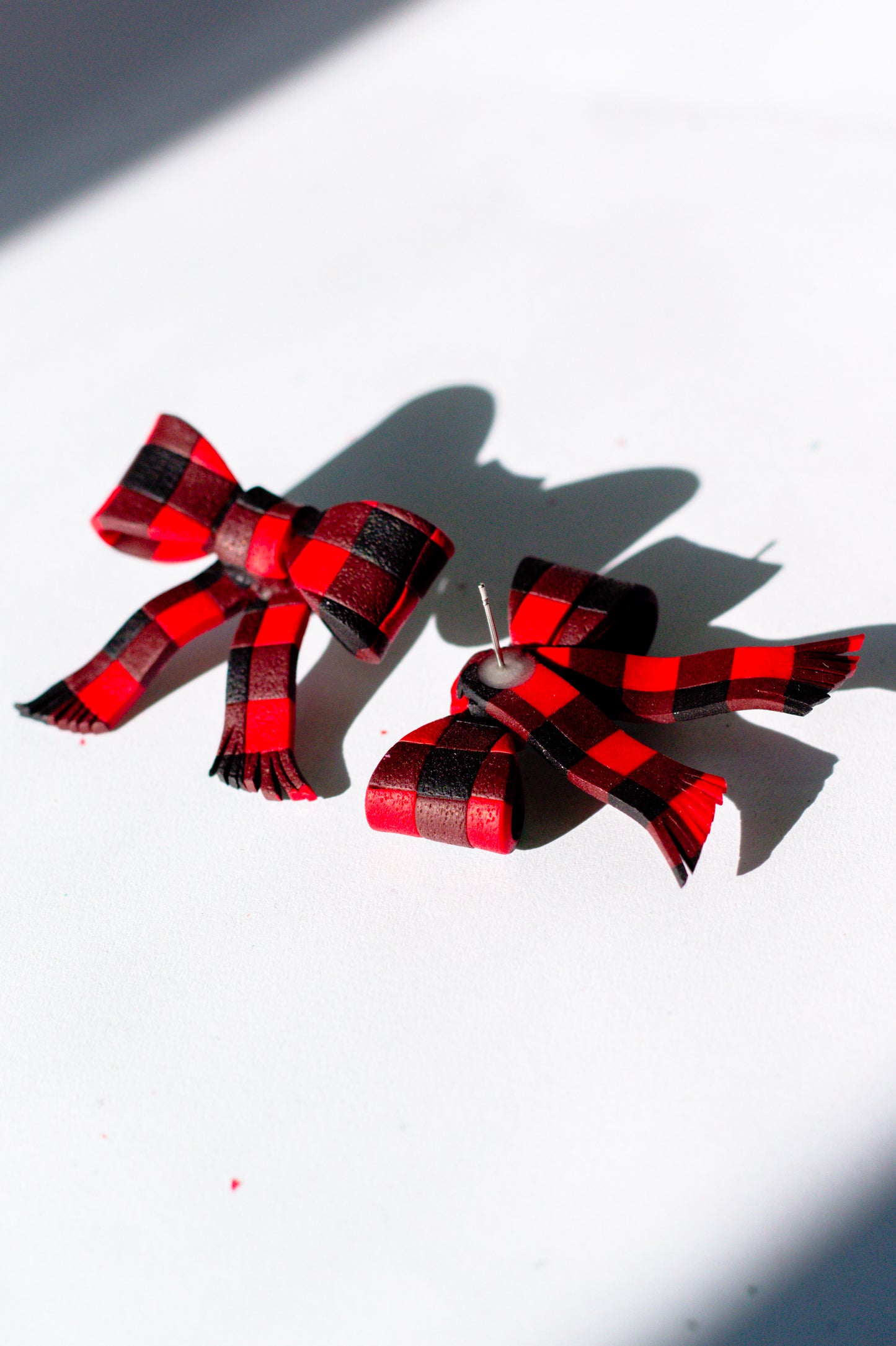 Pre-Order - Buffalo Plaid Oversized Bow Stud Earrings