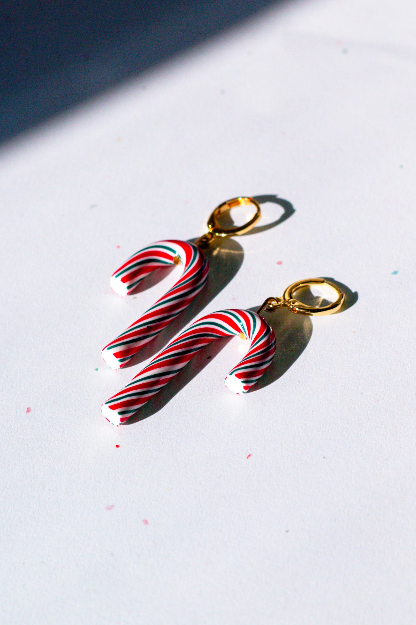 Pre-Order - Classic Red & Green Stripe Candy Cane Dangle Earrings