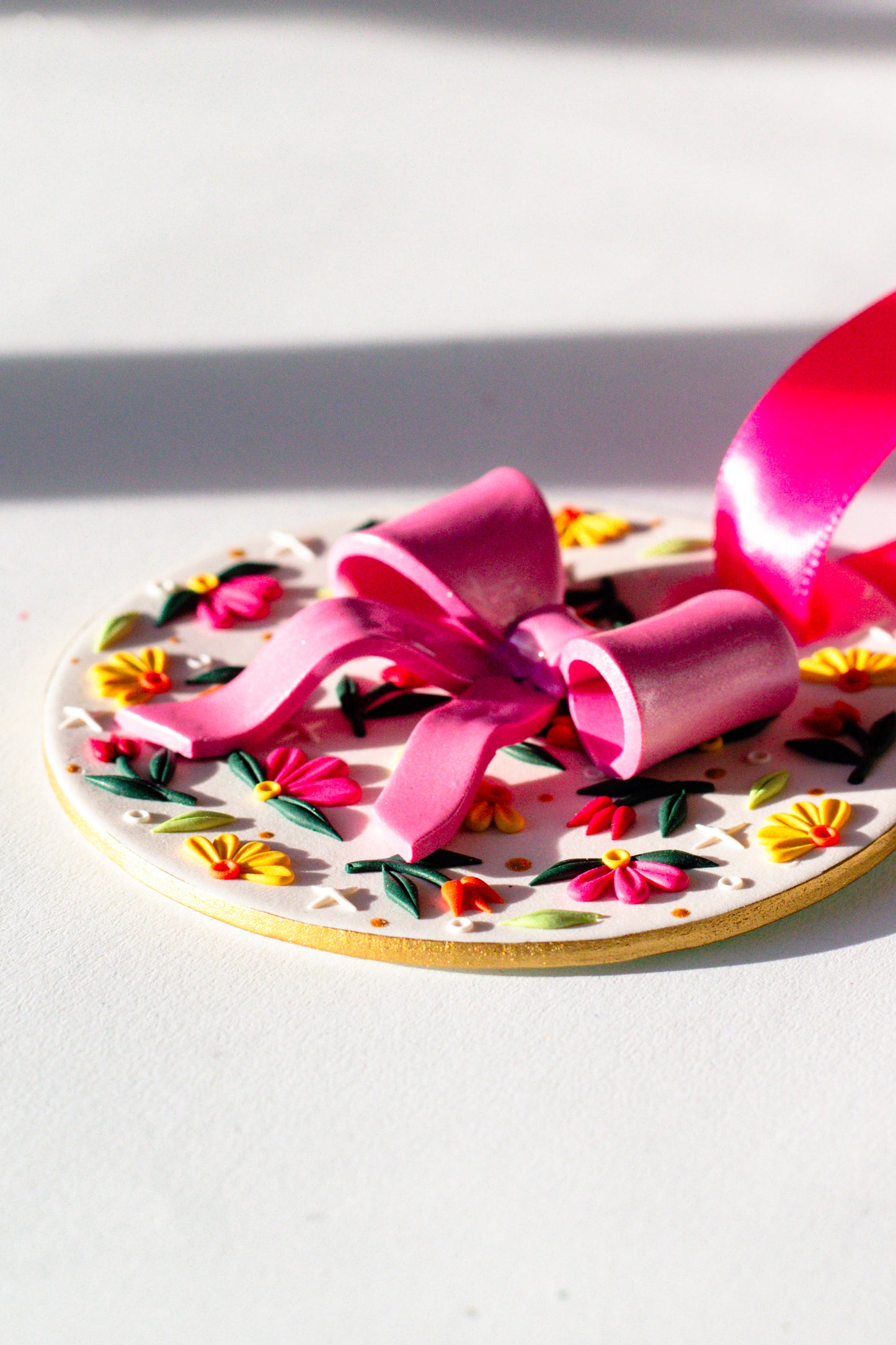 Pre-Order - Floral & Satin Bow Ornament