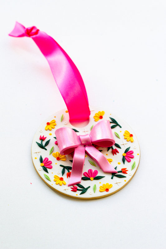 Pre-Order - Floral & Satin Bow Ornament