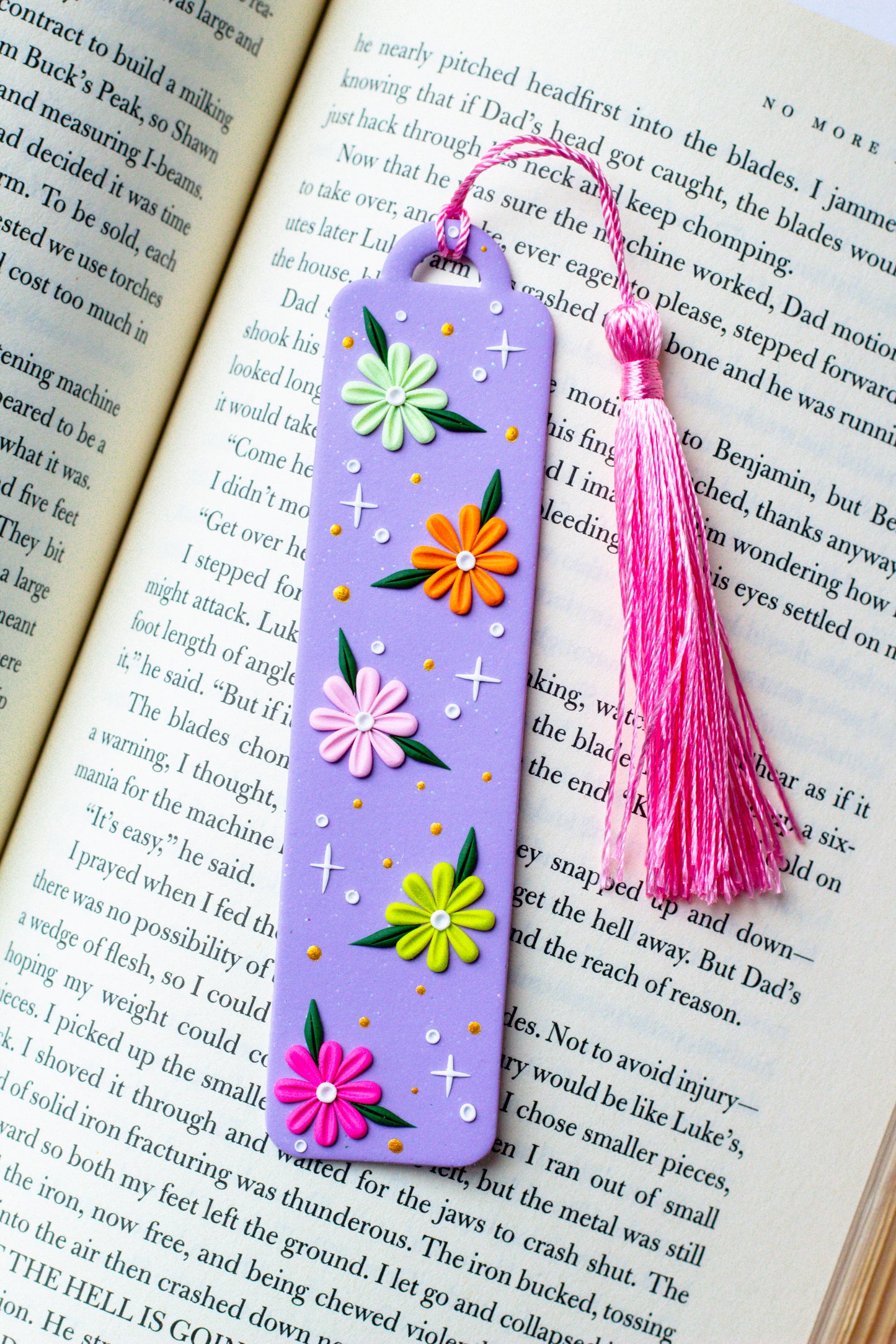 Floral Magic Bookmark 005 // Purple with Pink Tassel