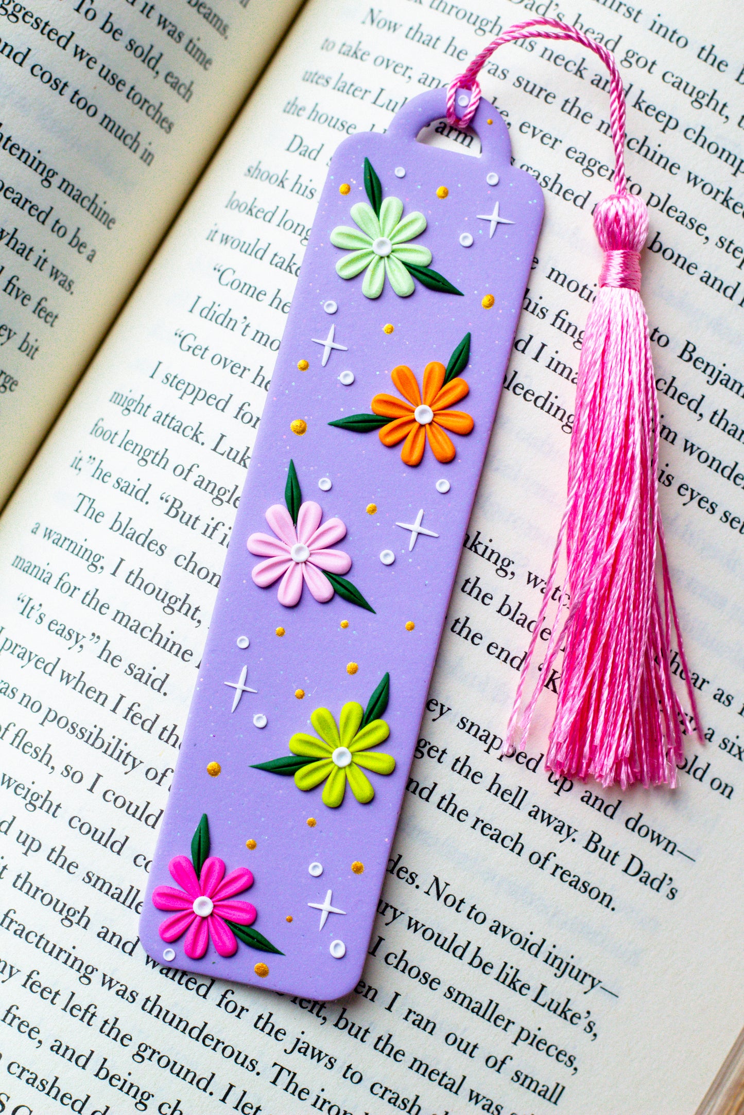 Floral Magic Bookmark 005 // Purple with Pink Tassel