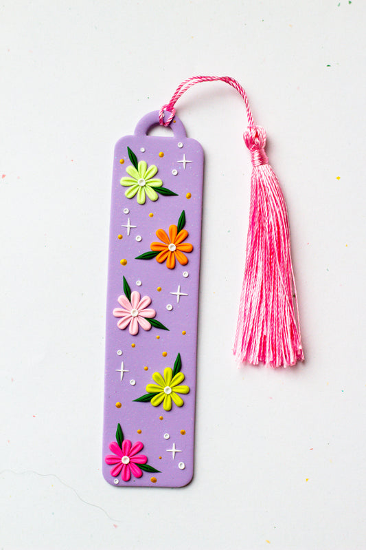 Floral Magic Bookmark 005 // Purple with Pink Tassel