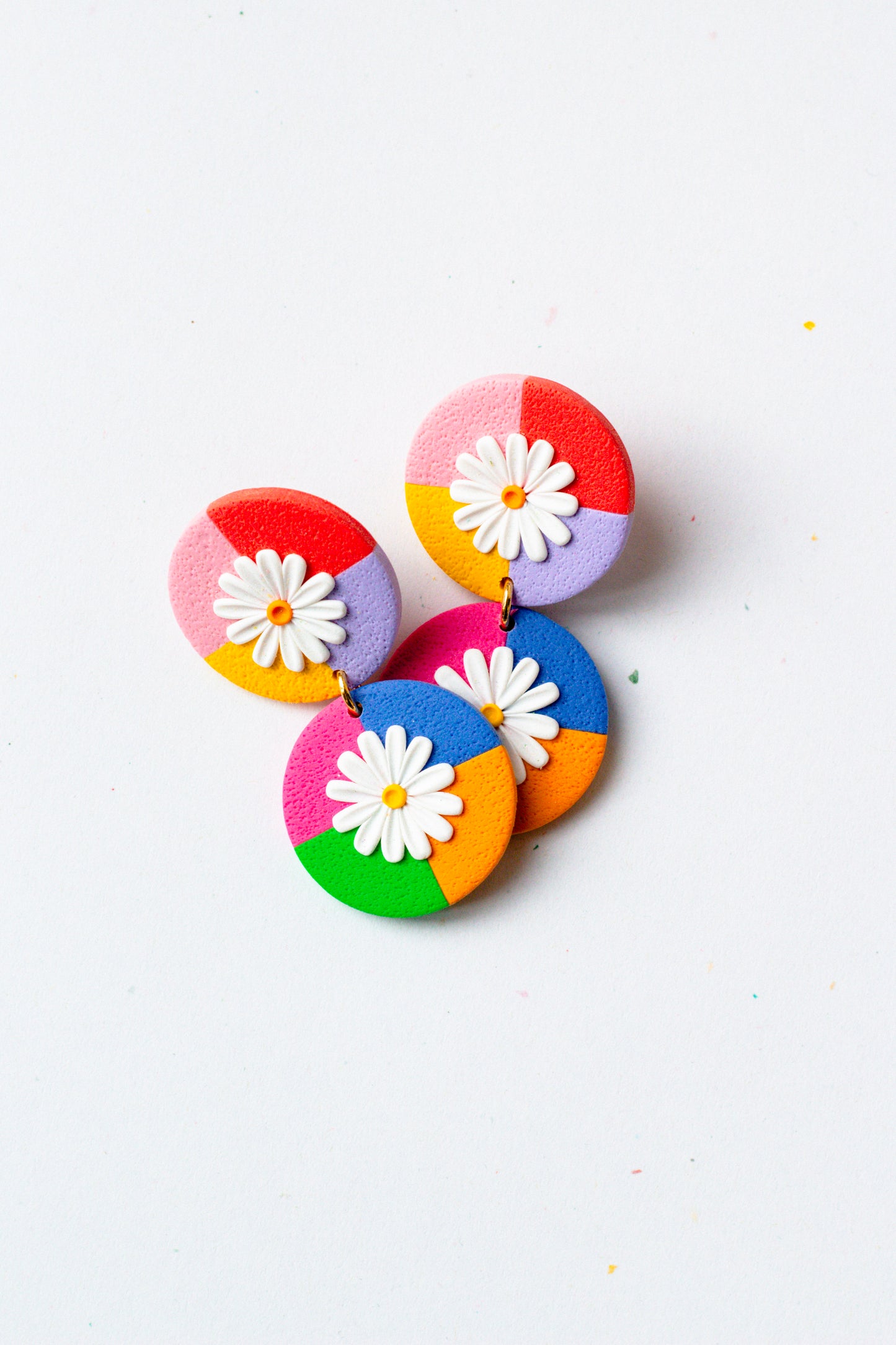 Multicoloured Daisy Circle Dangles