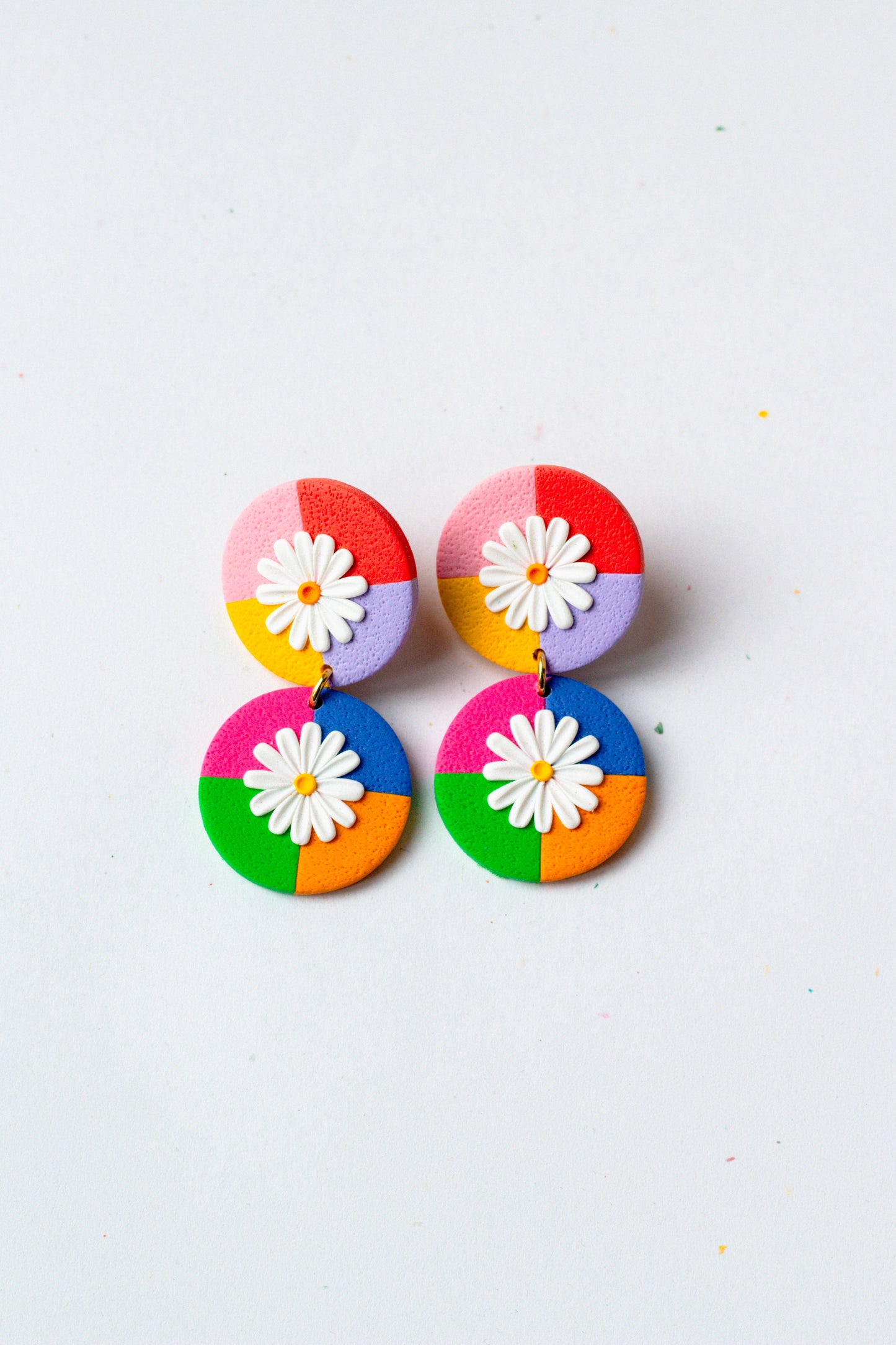 Multicoloured Daisy Circle Dangles