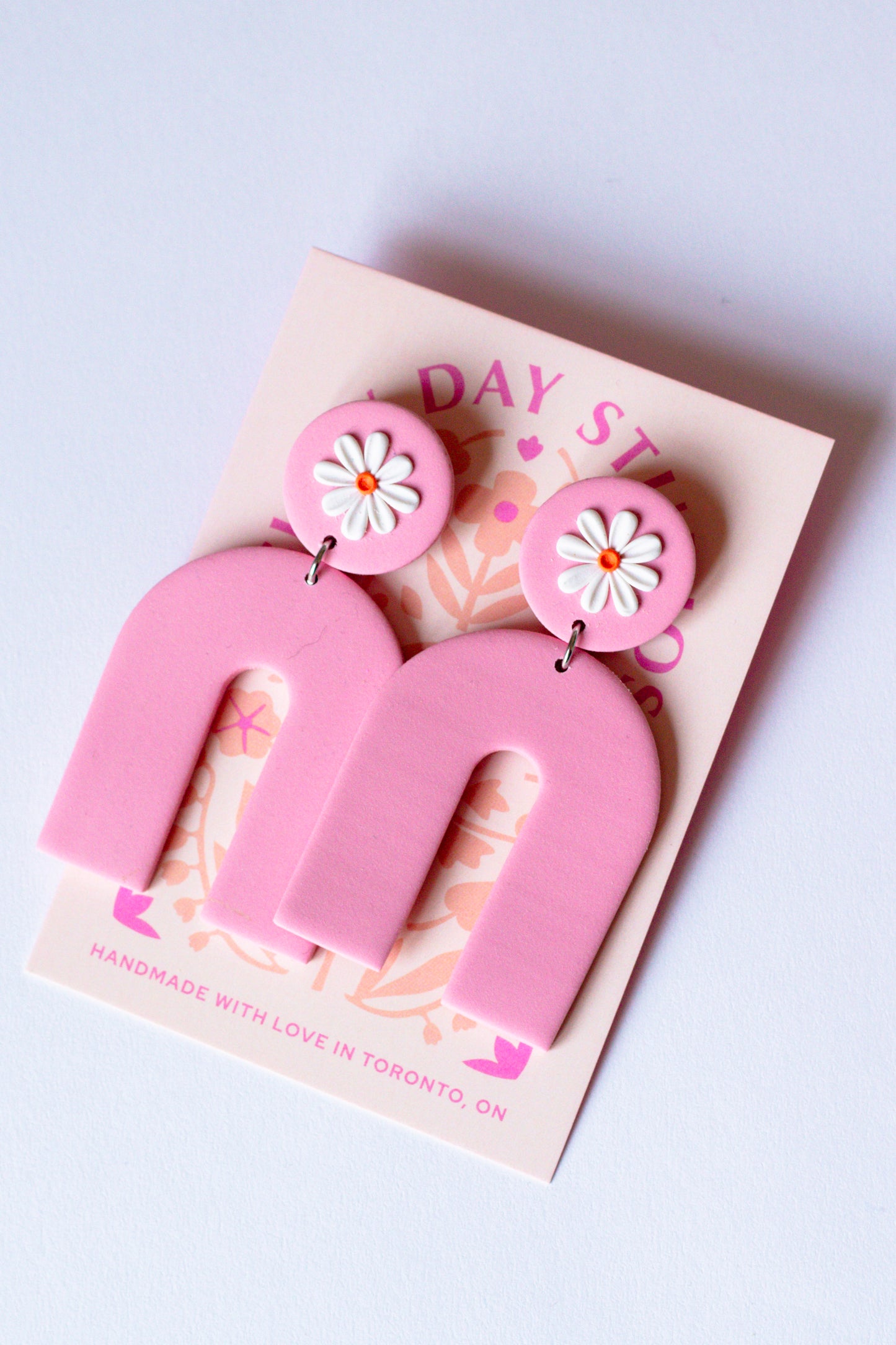 Daisy Statement Arch Earring // Light Pastel Pink