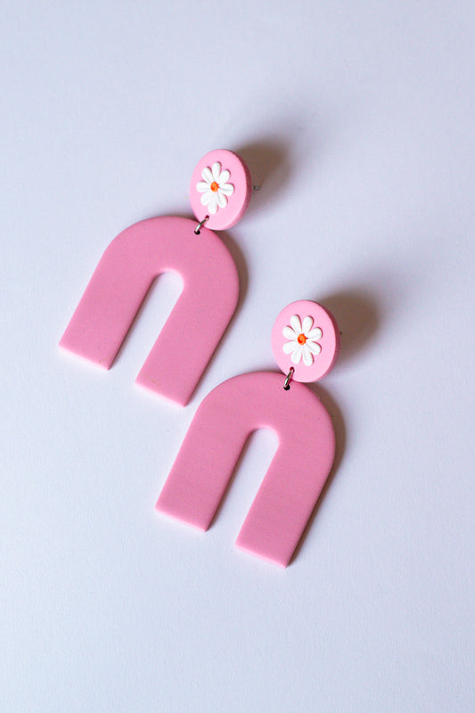 Daisy Statement Arch Earring // Light Pastel Pink