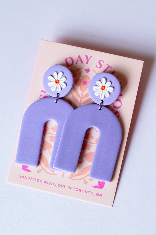 Daisy Statement Arch Earring // Light Pastel Purple