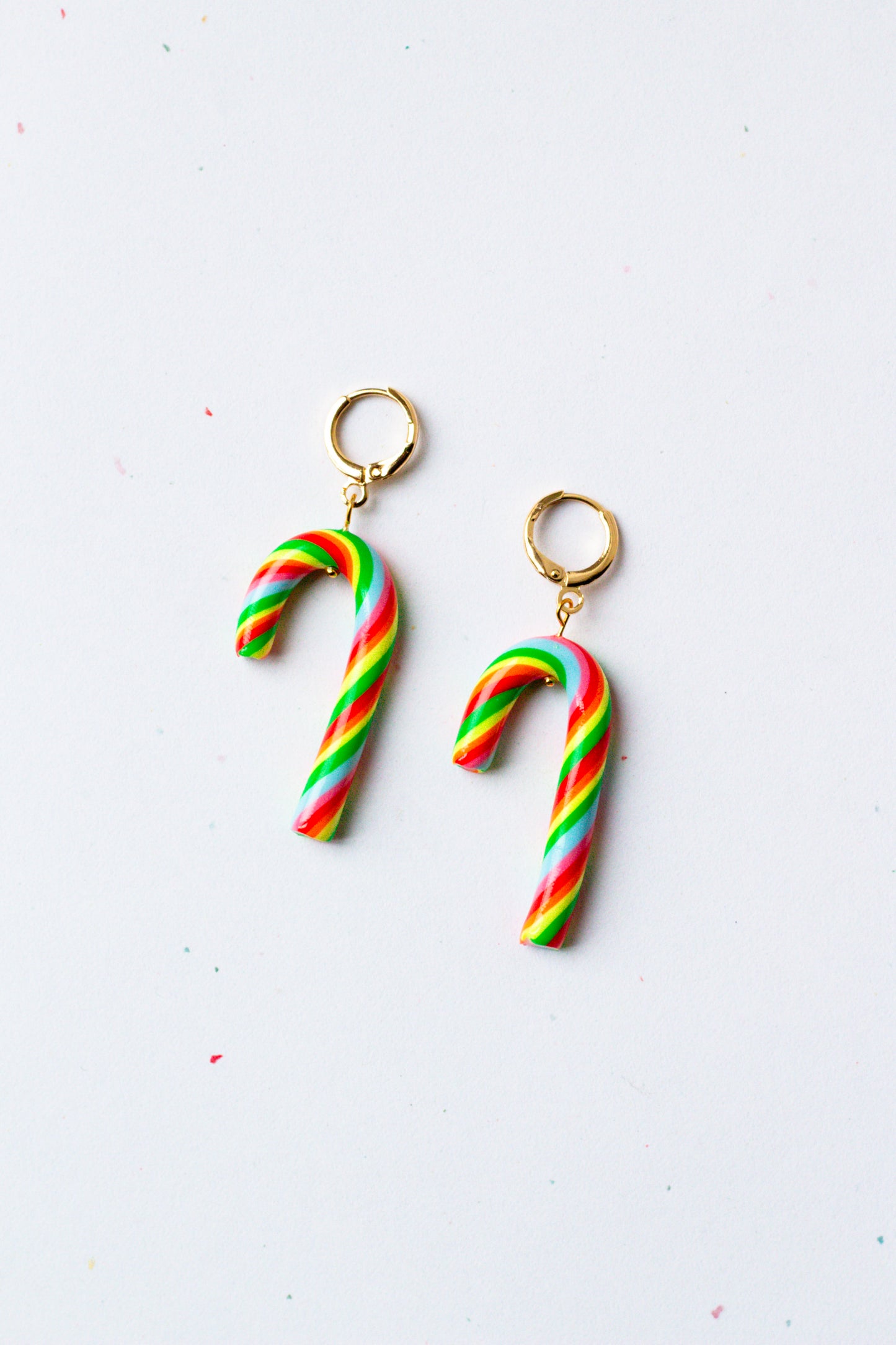 Rainbow Miniature Fruity Candy Cane Earrings