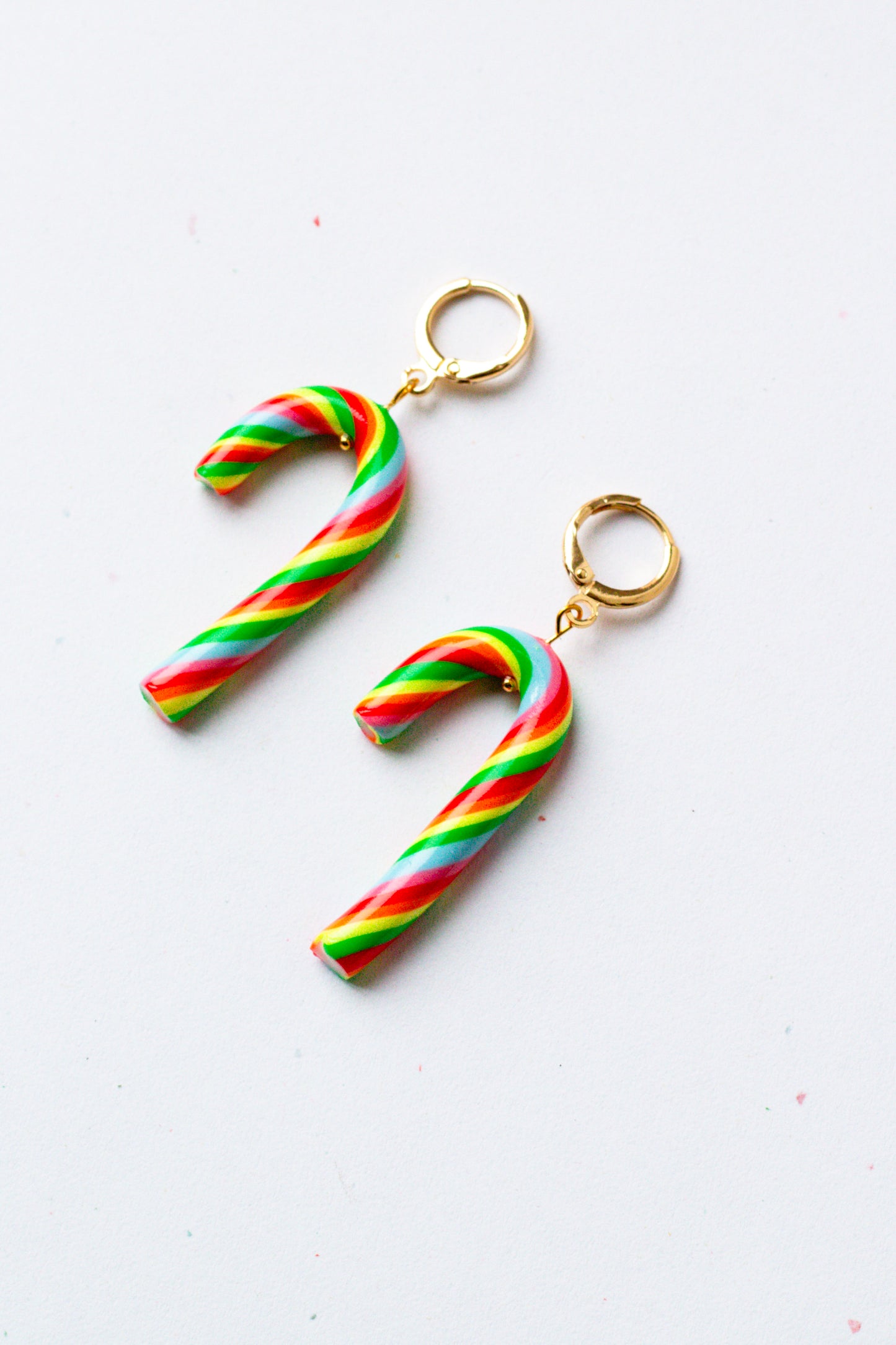Rainbow Miniature Fruity Candy Cane Earrings